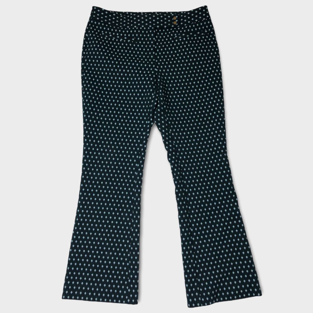 Charlie Crop Flair Navy Diamond Print High Rise Bell Pants Women’s Size 4
